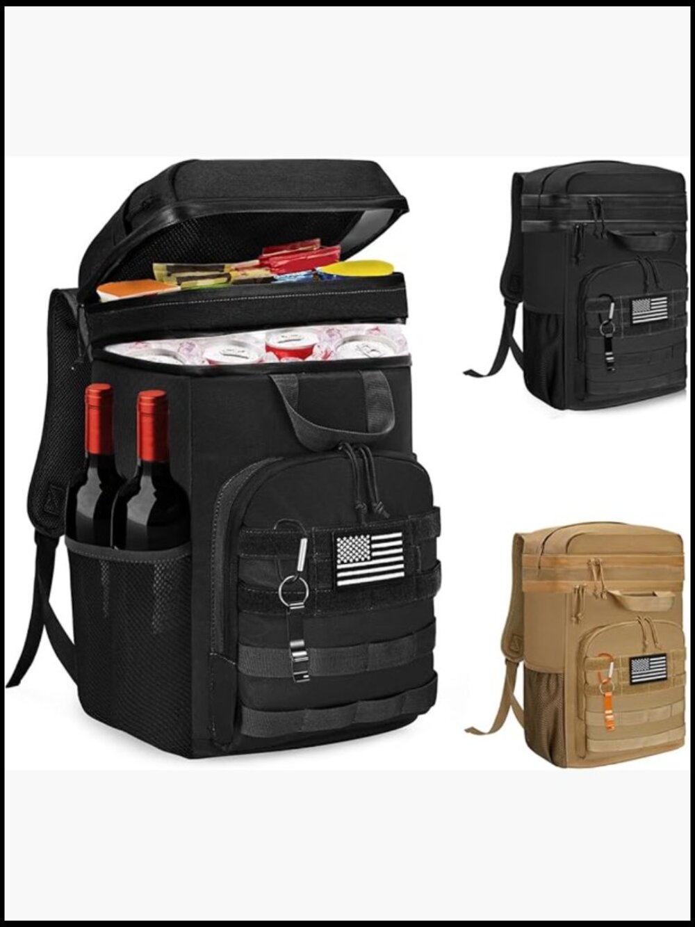 Large Capacity Insulated Backpack Cooler Tactical Design 45 Cans Leakproof
